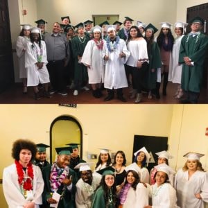 Group of graduates in caps and gowns