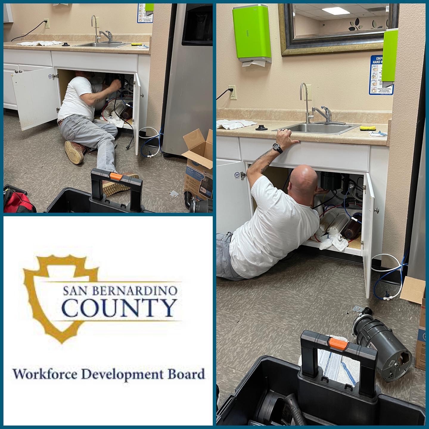 Adult Reentry student at plumbing work experience
