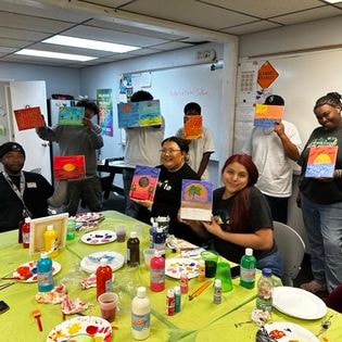Students in creative arts workshop class