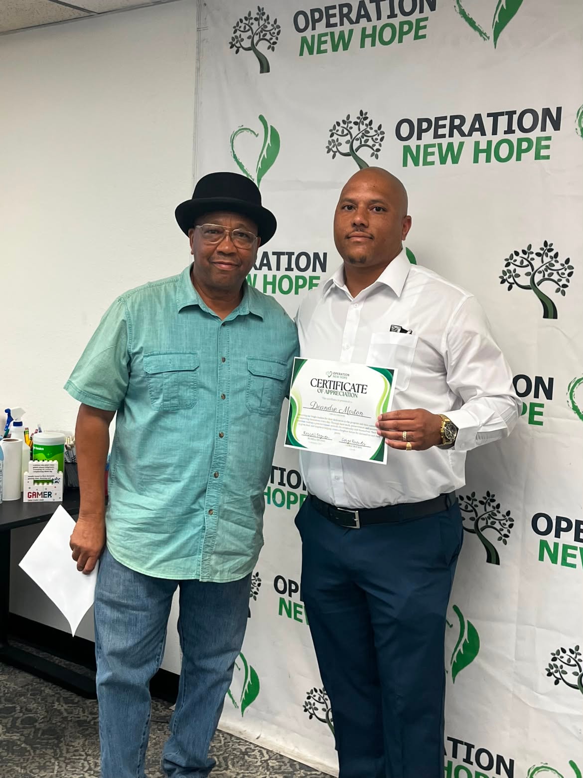 Student of the Month — Adult Reentry program July 2026 certificate ceremony at Operation New Hope